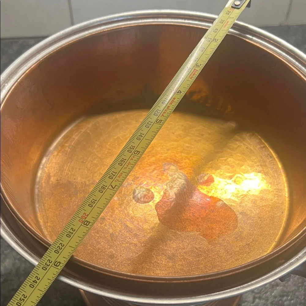 Vintage Copper and Silver Chafing Dish with Lid/ Fondue pot ..